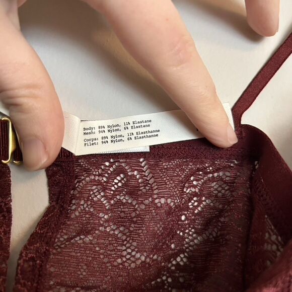 Madewell Lace Bralette Burgundy Maroon - Picture 6 of 7
